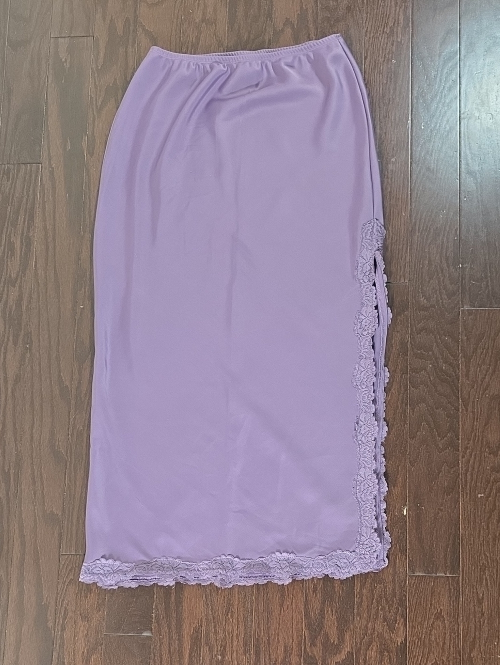 Wild Fable Satin Lace Trim Midi